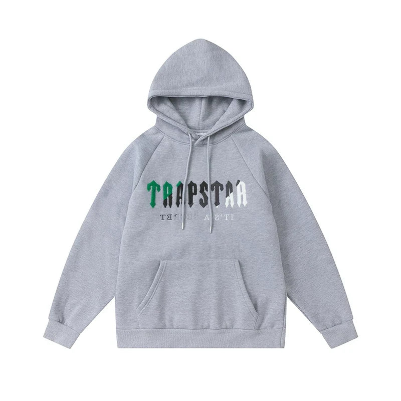 Trapstar niche trendy brand sweatshirt trousers sports leisure suit men and women couple autumn and winter plus velvet letter embroidery (24)