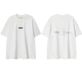 ESSENTIALS Short sleeved T-shirt European and American High Street FOG Double Line Men's and Women's American Trendy Brand Pure Cotton Round Neck Loose Set (52)
