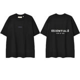 ESSENTIALS Short sleeved T-shirt European and American High Street FOG Double Line Men's and Women's American Trendy Brand Pure Cotton Round Neck Loose Set (50)