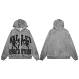 Vale Forever Valley Sport Division Vintage Wash Full-Zip Hoodie grey
