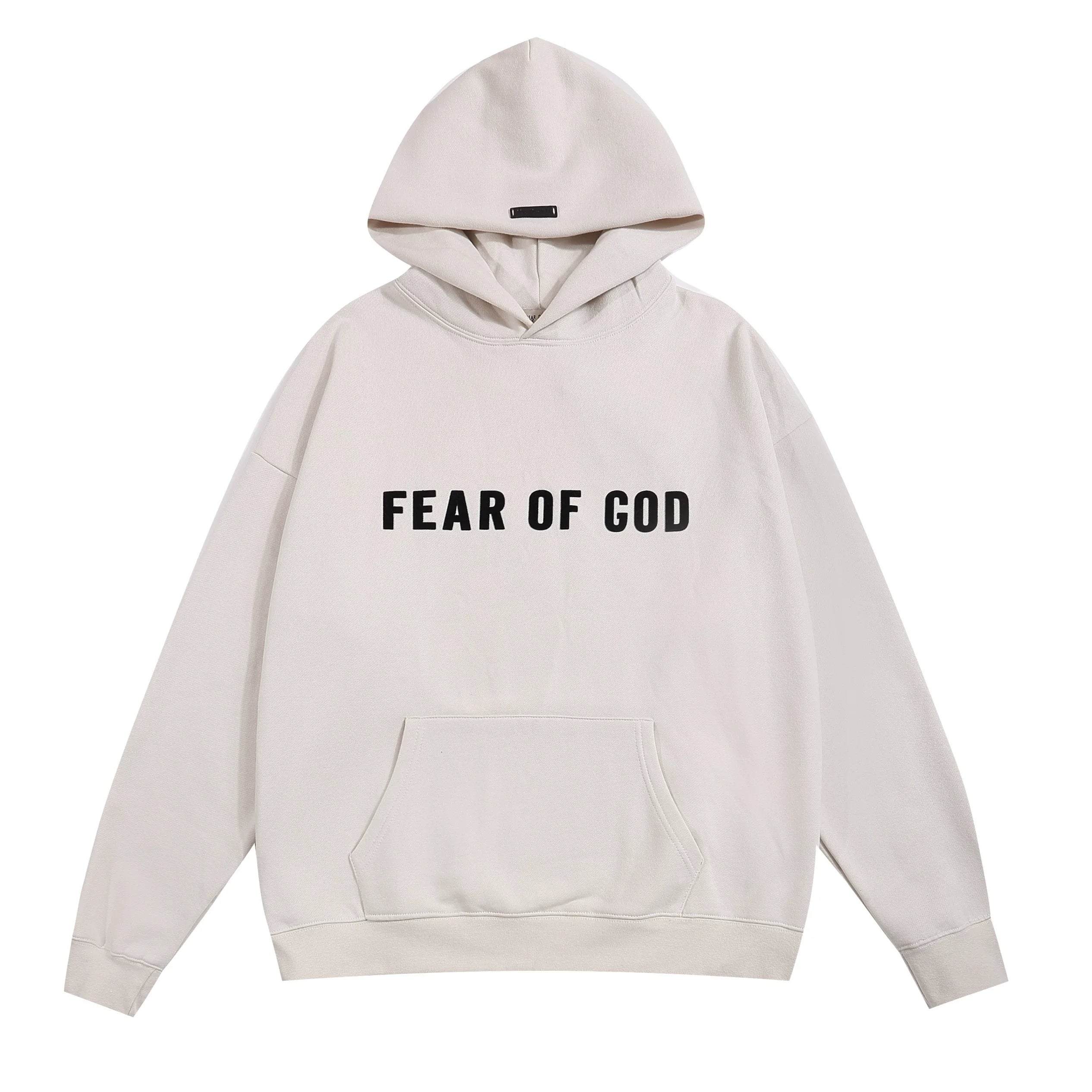 FOG double line heavyweight high street trendy brand hooded sweatshirt with plush loose sweatshirt jacket suitable for men and women, youthful and popular style (23)