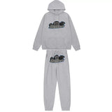 American tide trapstar blue gray tiger head gradient towel embroidered men's and female couple sweater trousers casual set (3)