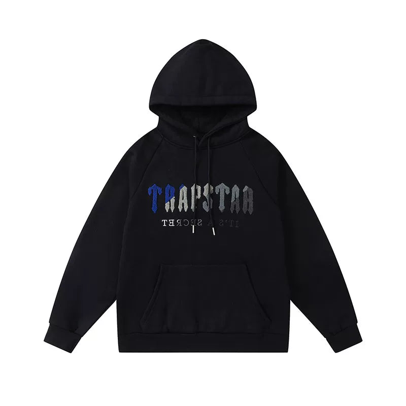 Trapstar autumn and winter casual sports suit hooded sweatshirt pants pullover simple letter drawstring top pants (10)
