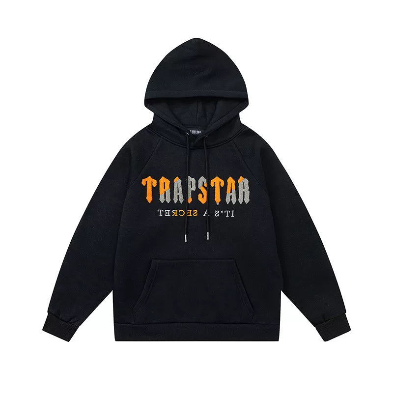 Trapstar autumn and winter casual sports suit hooded sweatshirt pants pullover simple letter drawstring top pants (9)