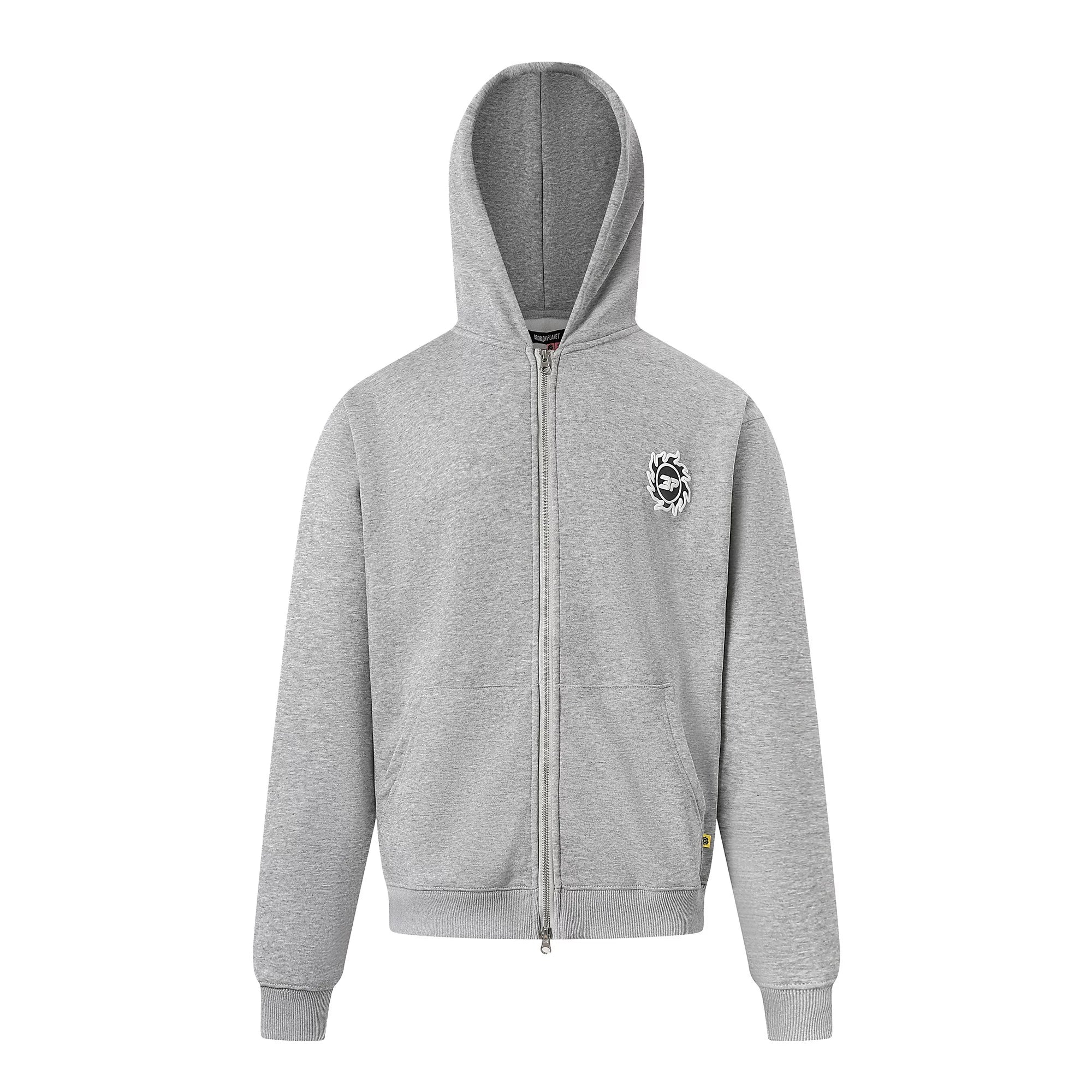 Broken Planet Badge Logo Heather Grey Zip Hoodie