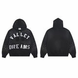 Vale Forever Valley Dreams Rhinestone & Applique Vintage Wash Full-Zip Hoodie black
