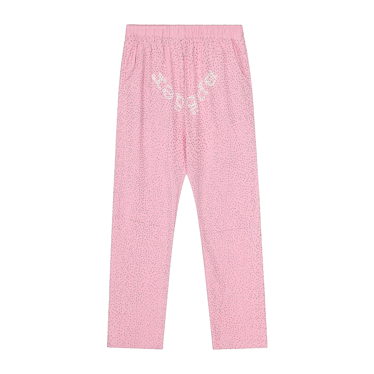 Sp5der Rhinestone Letter Graphic Pink Casual Sweatpants