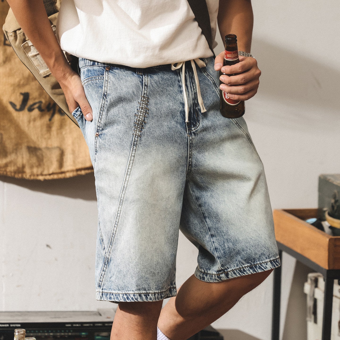 #XY-9940-ST# American denim shorts