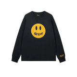 Drew Black Smiley Graphic Oversized Long-Sleeve T-Shirt