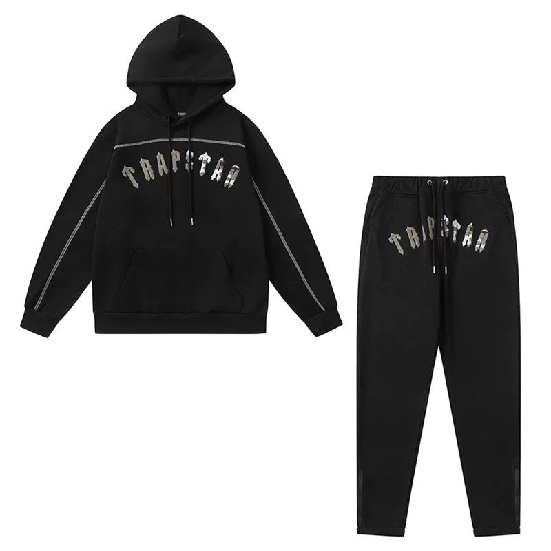 American tide trapstar blue gray tiger head gradient towel embroidered men's and female couple sweater trousers casual set (16)