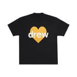 Drew House Yellow Heart Logo Short Sleeve Tee, Black