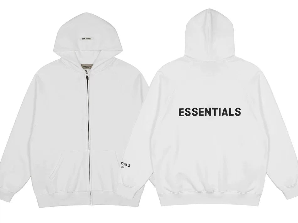 FOG double line heavyweight high street trendy brand hooded sweatshirt with plush loose sweatshirt jacket suitable for men and women, youthful and popular style (44)