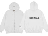 FOG double line heavyweight high street trendy brand hooded sweatshirt with plush loose sweatshirt jacket suitable for men and women, youthful and popular style (44)