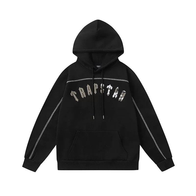 Trapstar autumn and winter casual sports suit hooded sweatshirt pants pullover simple letter drawstring top pants (42)