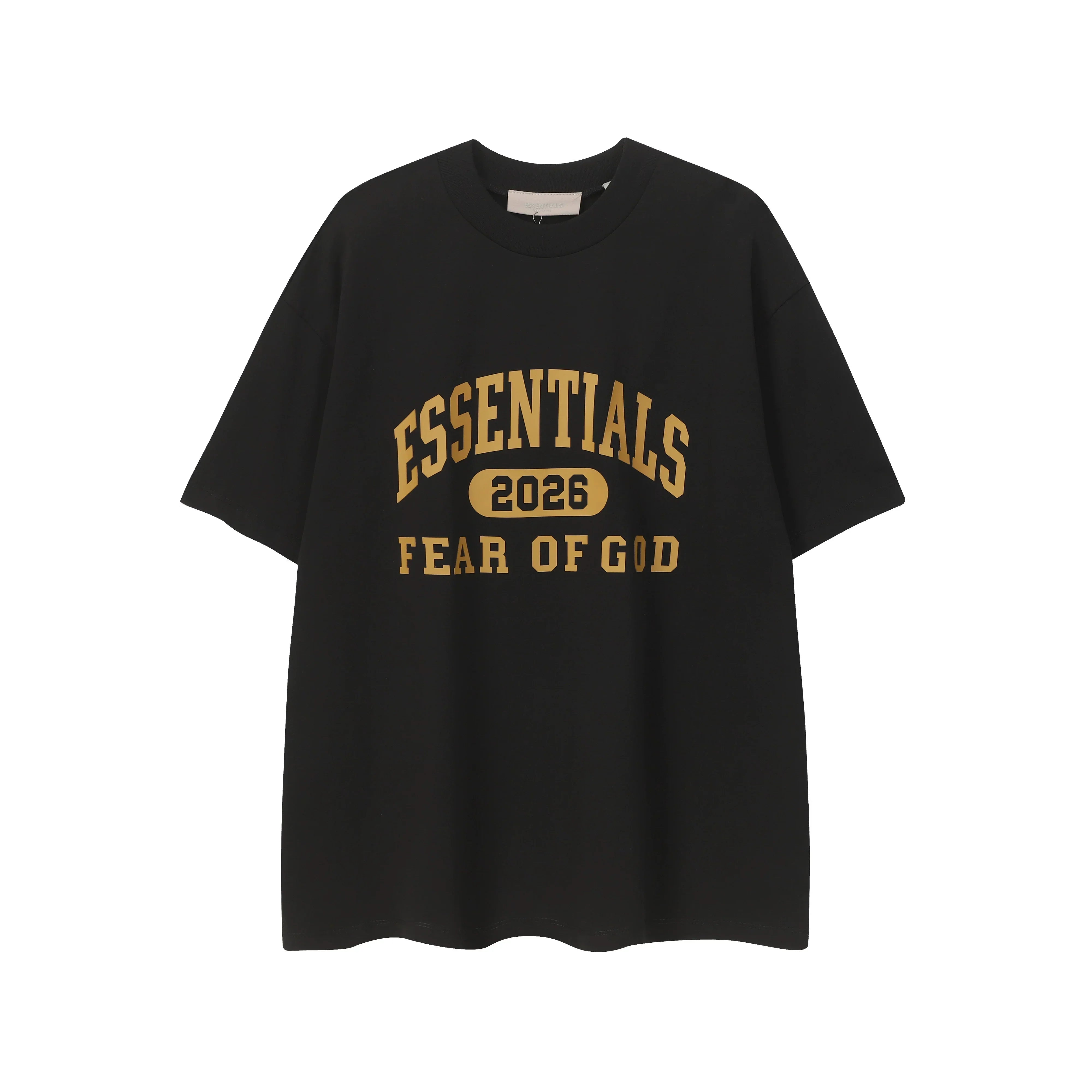 ESSENTIALS Short sleeved T-shirt European and American High Street FOG Double Line Men's and Women's American Trendy Brand Pure Cotton Round Neck Loose Set (47)