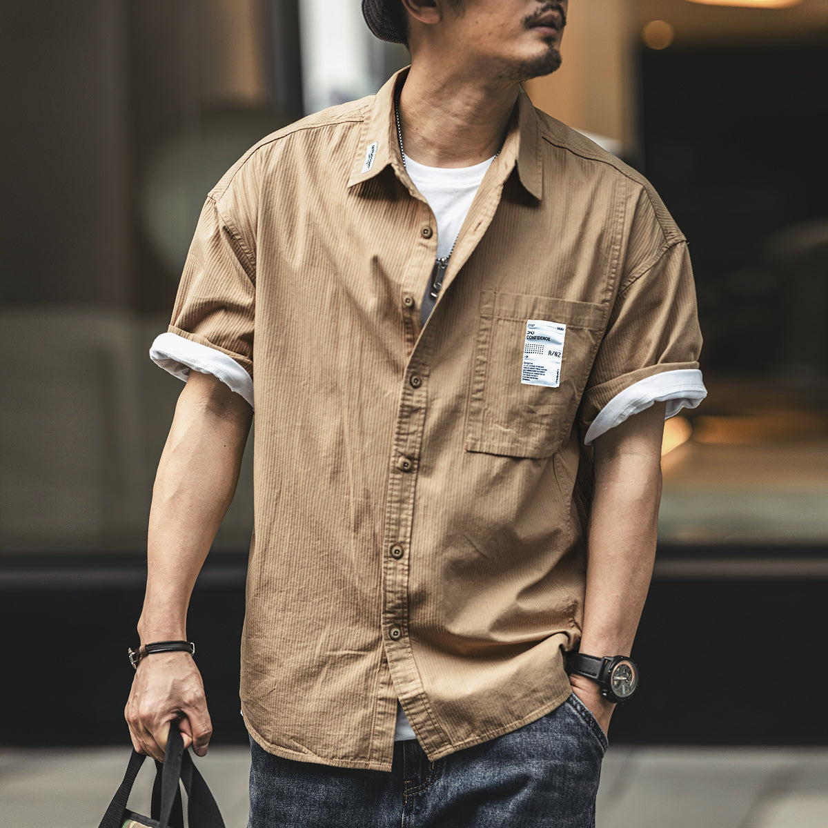 #Q1-6030-ST# Japanese workwear short-sleeved shirt