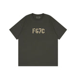 ESSENTIALS Short sleeved T-shirt European and American High Street FOG Double Line Men's and Women's American Trendy Brand Pure Cotton Round Neck Loose Set (31)