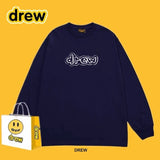 Drew Navy Outline Logo Relaxed-Fit Long-Sleeve Top