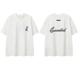 ESSENTIALS Short sleeved T-shirt European and American High Street FOG Double Line Men's and Women's American Trendy Brand Pure Cotton Round Neck Loose Set (38)