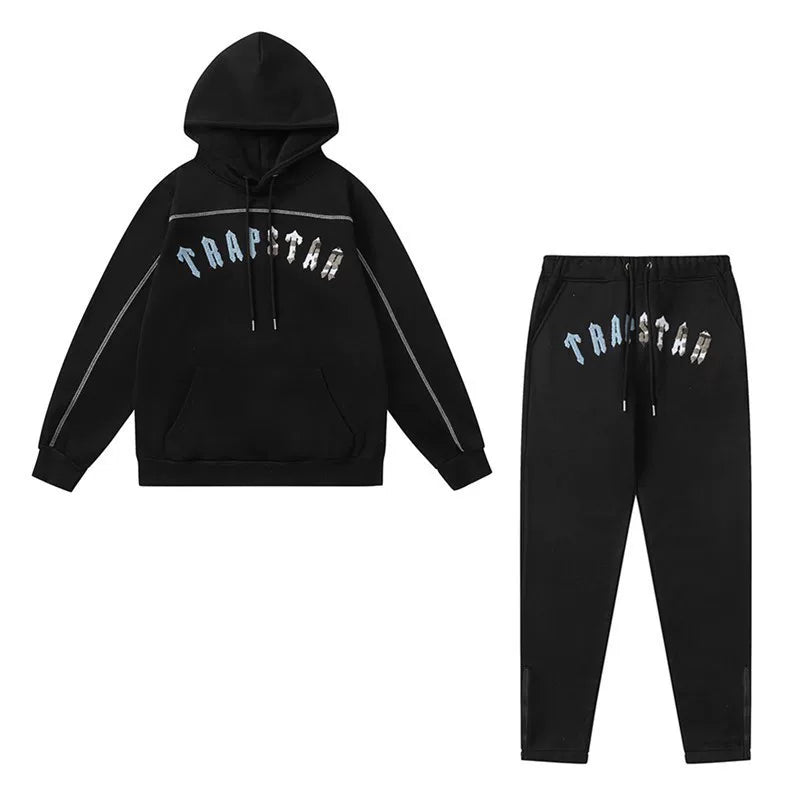 American tide trapstar blue gray tiger head gradient towel embroidered men's and female couple sweater trousers casual set (15)