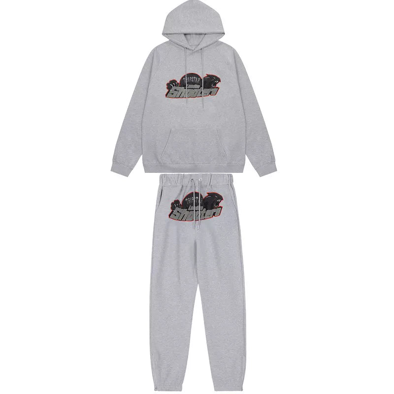 American tide trapstar blue gray tiger head gradient towel embroidered men's and female couple sweater trousers casual set (1)
