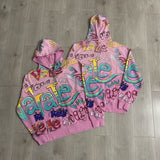 Vale Forever All-Over Vale Graffiti Print Vintage Wash Full-Zip Hoodie pink
