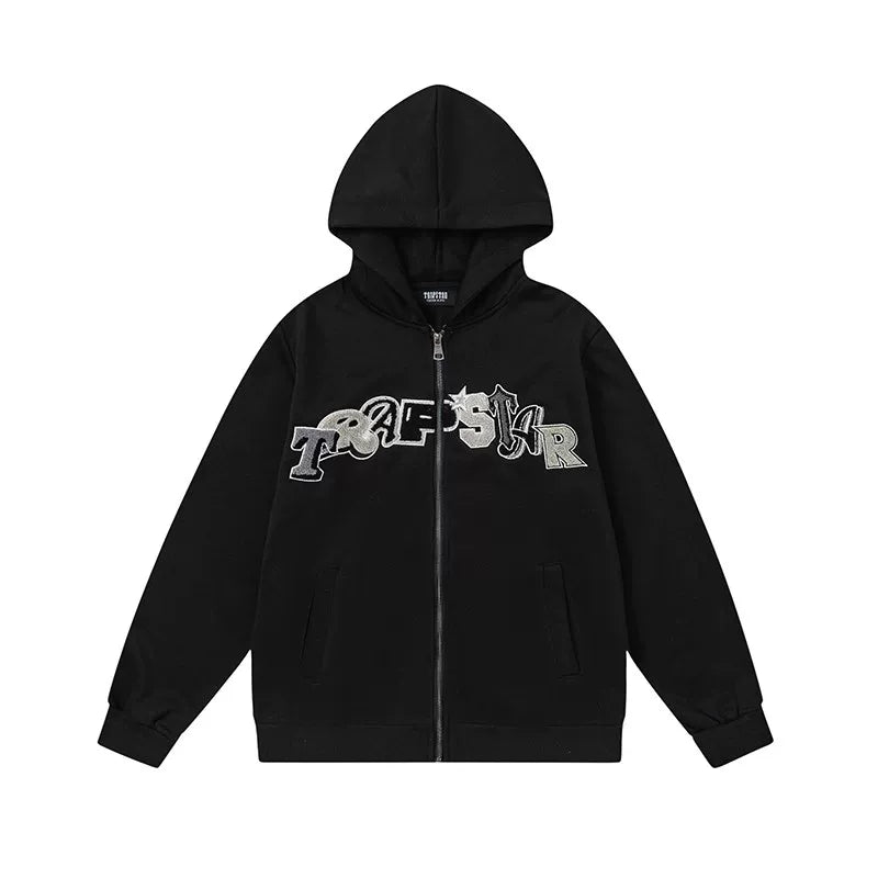 Trapstar autumn and winter casual sports suit hooded sweatshirt pants pullover simple letter drawstring top pants (48)