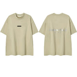 ESSENTIALS Short sleeved T-shirt European and American High Street FOG Double Line Men's and Women's American Trendy Brand Pure Cotton Round Neck Loose Set (58)
