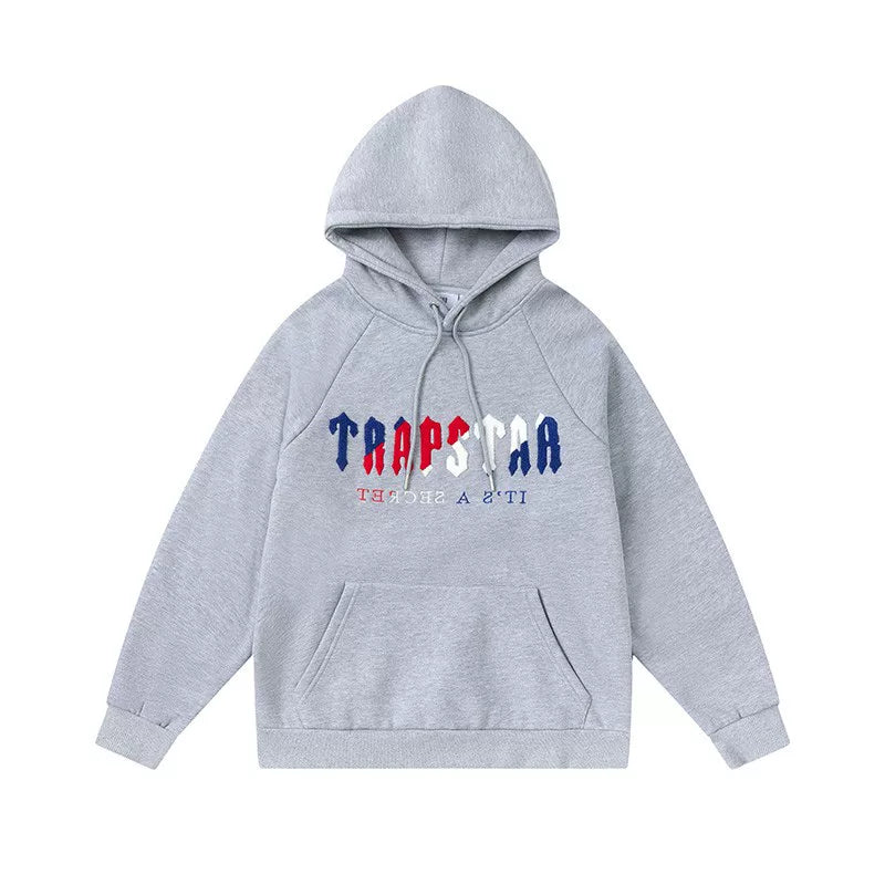Trapstar autumn and winter casual sports suit hooded sweatshirt pants pullover simple letter drawstring top pants (6)