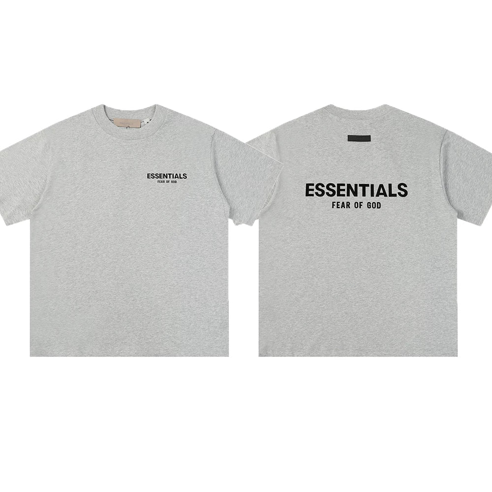 ESSENTIALS Short sleeved T-shirt European and American High Street FOG Double Line Men's and Women's American Trendy Brand Pure Cotton Round Neck Loose Set (9)