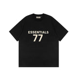 ESSENTIALS Short sleeved T-shirt European and American High Street FOG Double Line Men's and Women's American Trendy Brand Pure Cotton Round Neck Loose Set (17)