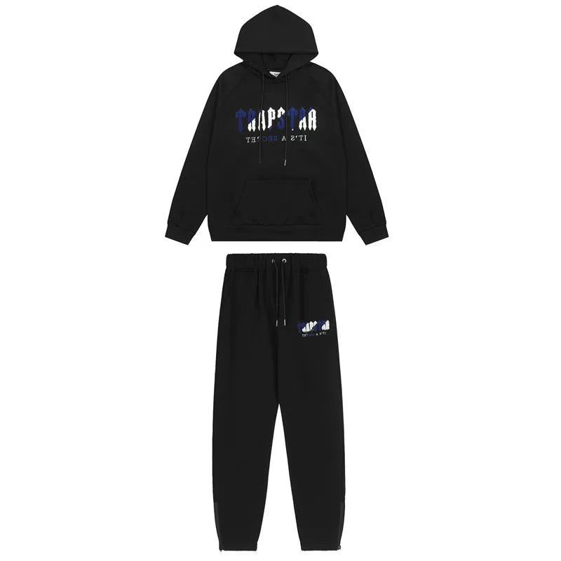 American tide trapstar blue gray tiger head gradient towel embroidered men's and female couple sweater trousers casual set (26)