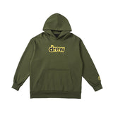 Drew House Classic Logo Olive Green Unisex Oversized Fleece Hoodie