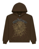 Sp5der OG Web Rhinestone Hoodie Brown