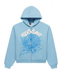 Sp5der OG Web Zip Up Hoodie Sky Blue