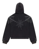 Sp5der Rhinestone Web Zip Up Hoodie Black