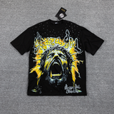 GLAZA GOD Golden Thunder Rhinestone Graphic T-Shirt