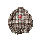 False Perception Rolling Stones Brown Plaid Flannel