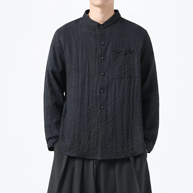 #305A-30530# Japanese style cotton and linen long-sleeved shirt