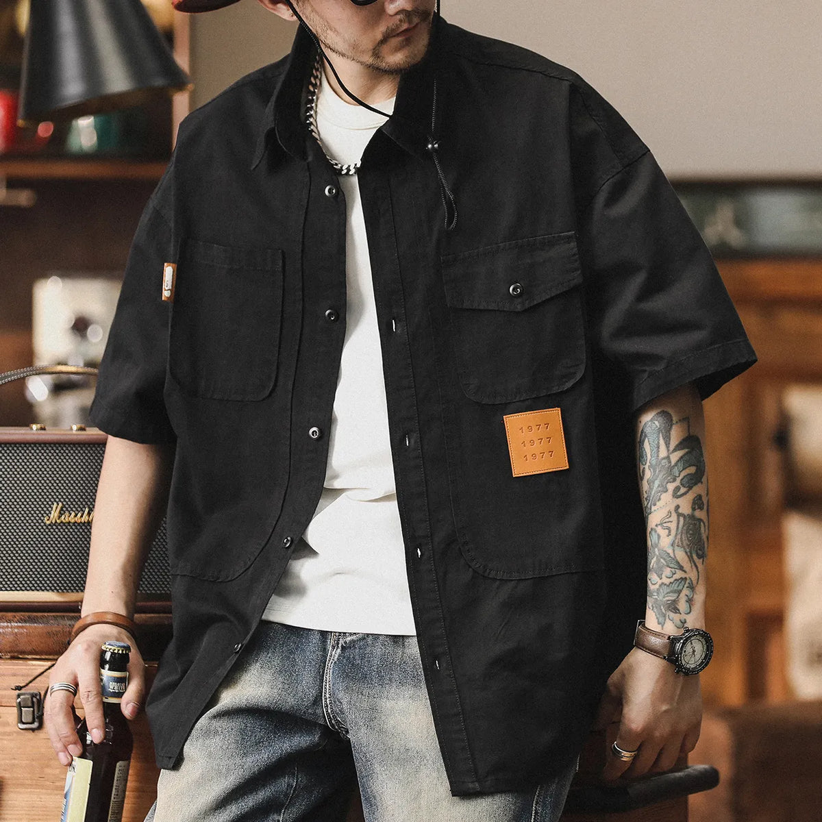 #CO8000-5122-ST# Japanese workwear short-sleeved shirt