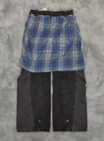 Vale Forever Patchwork Fake Two-Piece Wide-Leg Jeans