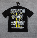 GLAZA GOD Golden Thunder Rhinestone Graphic T-Shirt