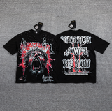 GLAZA GOD Thorns Rhinestone Lightning Graphic T-Shirt