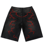 Vale Forever VATE DREAMS Lightning Embroidered Denim Shorts