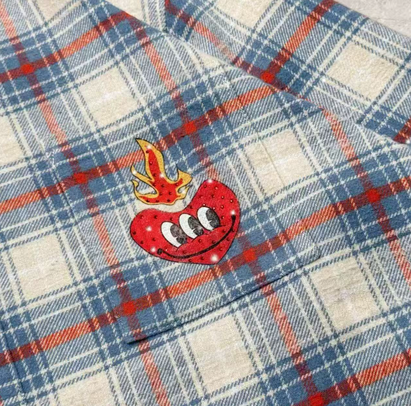False Perception Simpsons Graffiti Plaid Flannel Shirt