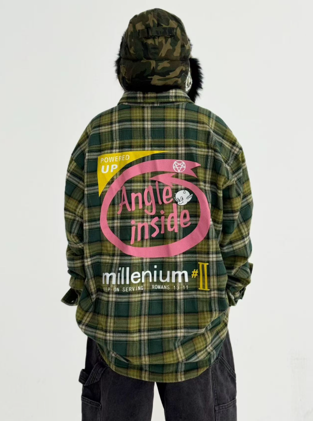 False Perception Angle Inside Plaid Flannel Shirt