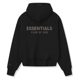 Fear Of God Essentials Classic Fleece Jet Black Metalic Zip-Up Hoodie (SS25)